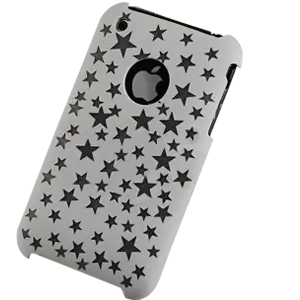 WHITE BLACK STAR HARD CASE COVER FOR APPLE IPHONE 3G 3GS