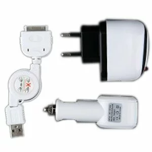 USB/Car Travel Charger & Data Cable For 3G iPhone Accessories Ki