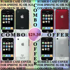 iPhone 3GS DECENT-FOUR Color Rubber Case Cover Combo!