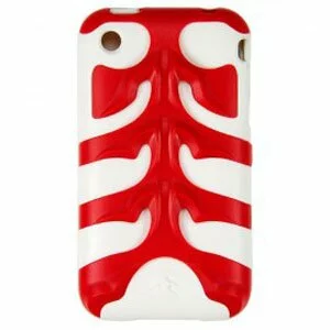 iPhone 3G 3GS Silicone Fishbone Skin Case WHITE ON RED