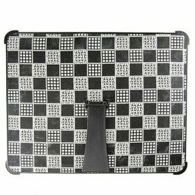 iPad Hard Plastic Chex Pattern With Support [WHITE-BLACK]