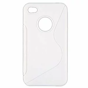 White Soft Plastic Wave Patten Back Cover Case For iPone 4G